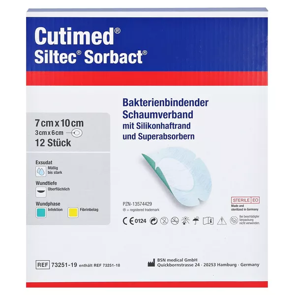 Cutimed Siltec Sorbact B PU-Verb.7x10 cm 12 St
