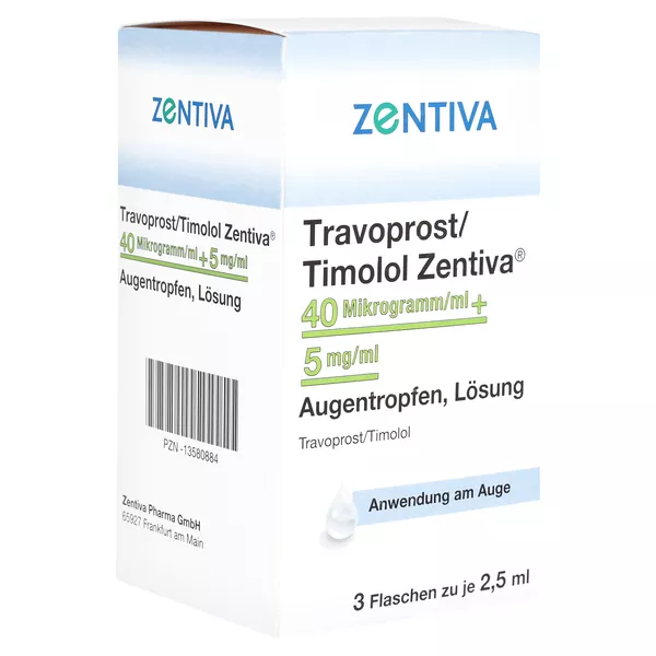 TRAVOPROST/Timolol Zentiva 40 µg+5 mg Augentropfen 3X2,5 ml