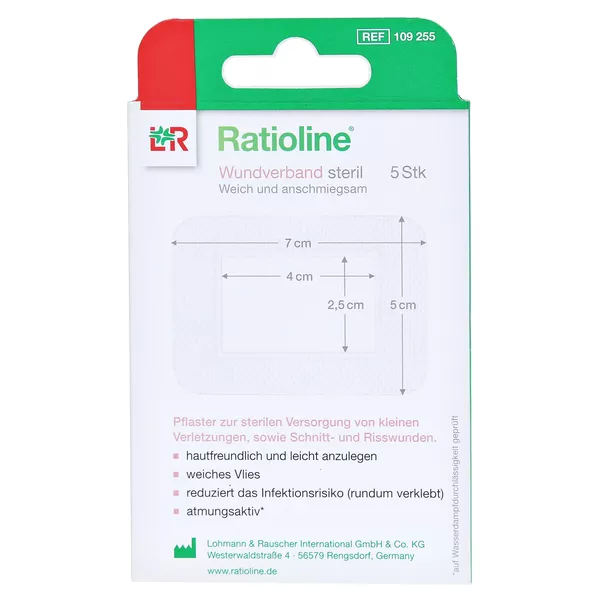Ratioline Wundverband 7x5 cm steril 5 St