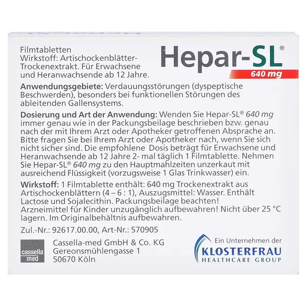 Hepar-sl 640 mg Filmtabletten 20 St