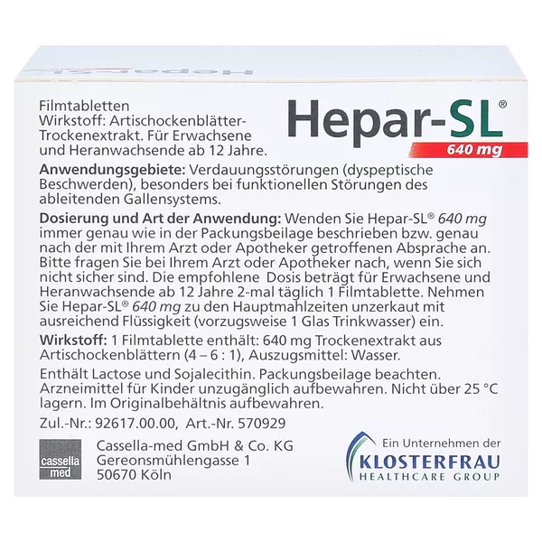 Hepar-sl 640 mg Filmtabletten 100 St