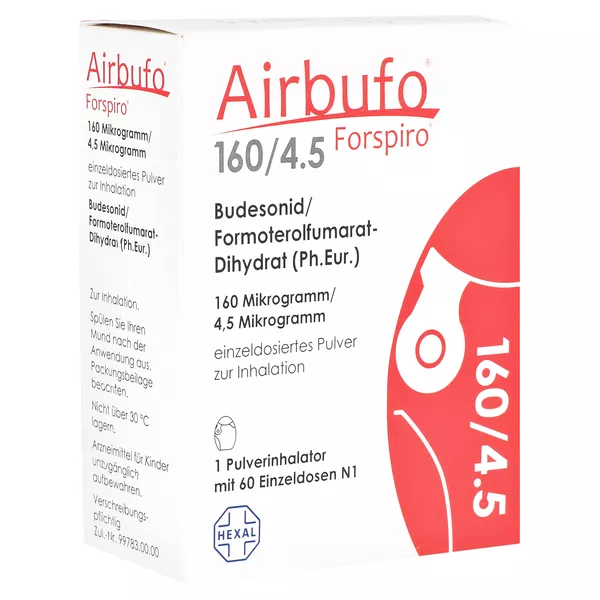 AIRBUFO Forspiro 160 µg/4,5 µg/Dosis 60 ED 60 Sp