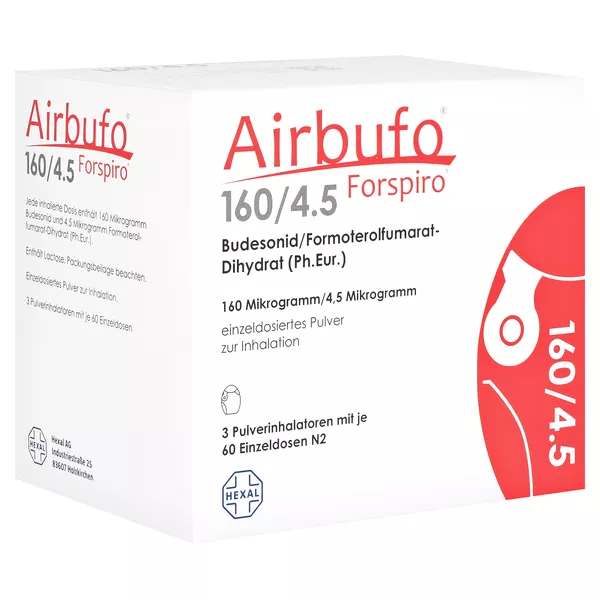 AIRBUFO Forspiro 160 µg/4,5 µg/Dosis 3x60 ED 180 Sp