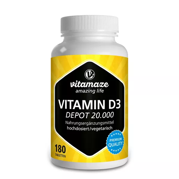 Vitamin D3 20.000 I.E. Depot hochdosiert, 180 St.