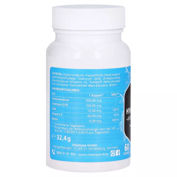 Vitamaze Hyaluronsäure 200 mg + Coenzym Q10, 60 St.