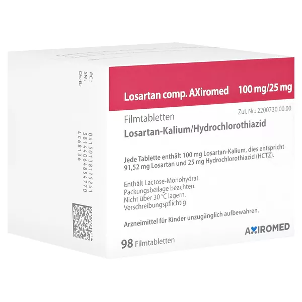 LOSARTAN comp. AXiromed 100 mg/25 mg Filmtabletten 98 St