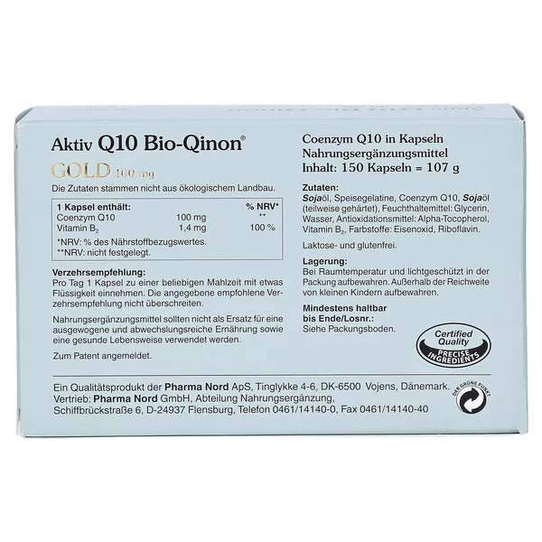 Q10 BIO Qinon Gold 100 mg Pharma Nord Ka 150 St