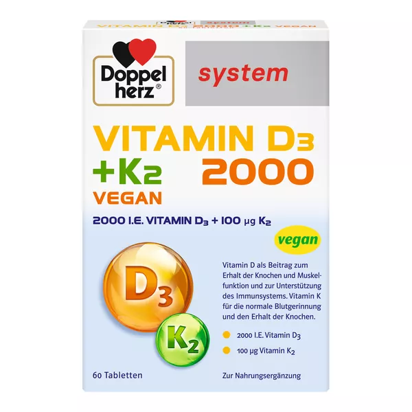 Doppelherz Vitamin D3 2000+K2 system Tab 60 St