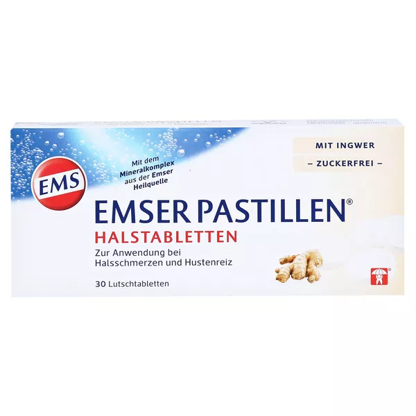 EMS Pastillen Halstabletten Ingwer zuckerfrei, 30 St.
