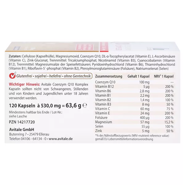 Coenzym Q10 100 mg Kapseln+Vitamine+Mine 120 St