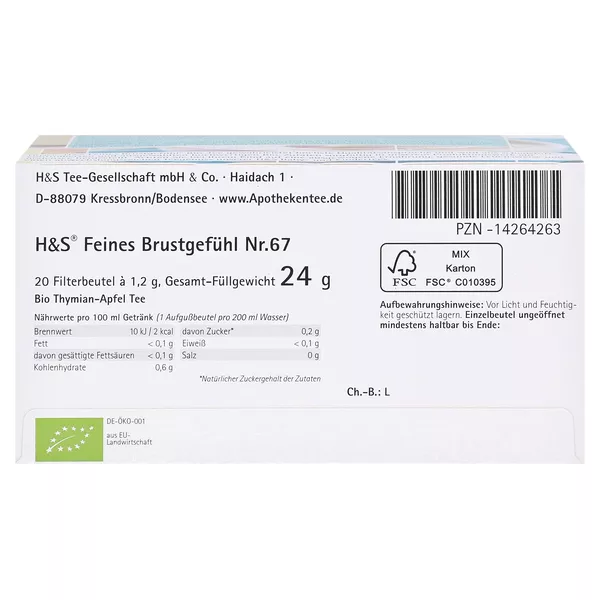 H&S Feines Brustgefühl Bio 20X1,2 g