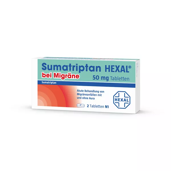 Sumatriptan Hexal bei Migräne 50 mg Tabl 2 St