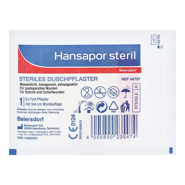 Hansapor steril Duschpflaster, 6cm x 7cm 1 St