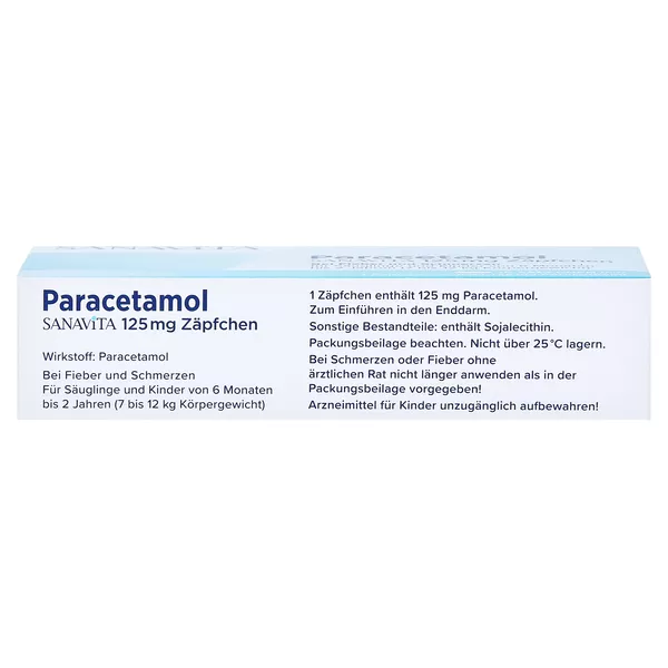 Paracetamol Sanavita 125 mg Zäpfchen, 10 St.