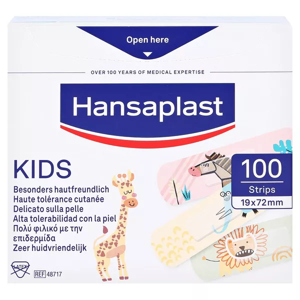 Hansaplast KIDS Kinderpflaster, 100 Strips, 1,9 x 7,2cm 100 St