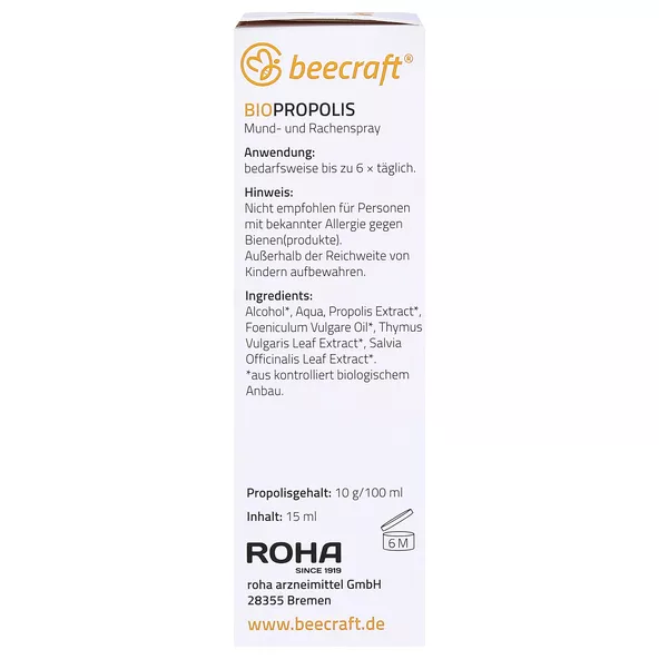 beecraft Propolis BIO Mund- und Rachenspray 15 ml