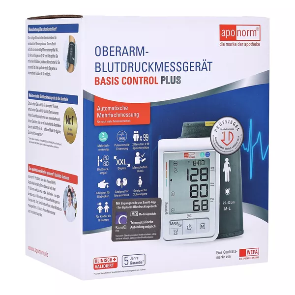 aponorm Basis Control PLUS Oberarm-Blutdruckmessgerät 1 St
