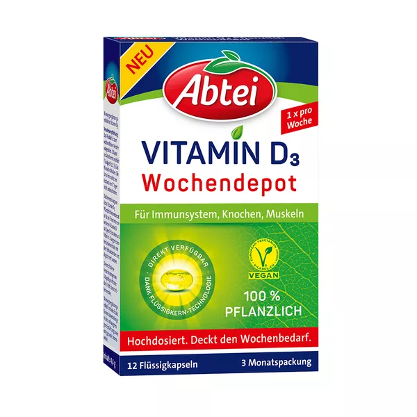 ABTEI Vitamin D3 Pflanzlich Wochendepot 12 St