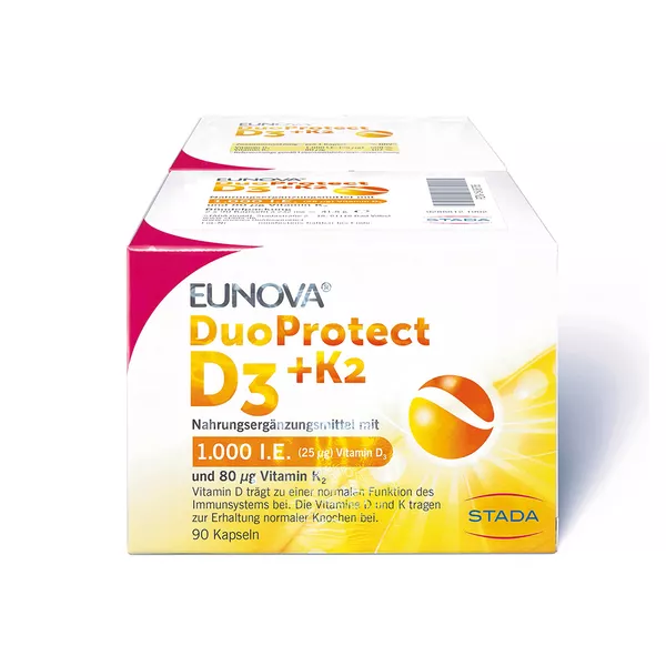 EUNOVA DuoProtect Vitamin D3+K2 1000IE/80UG 2X90 St