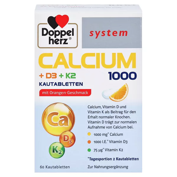 Doppelherz system Calcium 1000+D3+K2, 60 St.