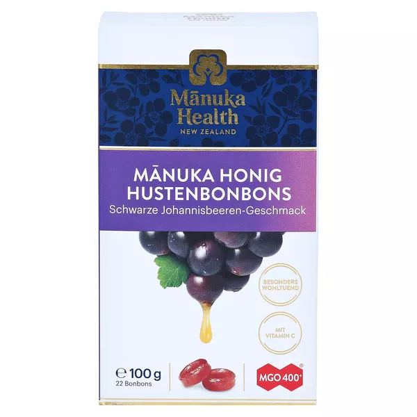 Manuka Health MGO 400+ Hustenbonbons Schwarze Johannisbeere 100 g