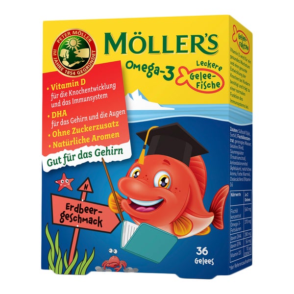 MÖLLER'S Omega-3 Gelee Fisch Erdbeere Kautabletten 36 St