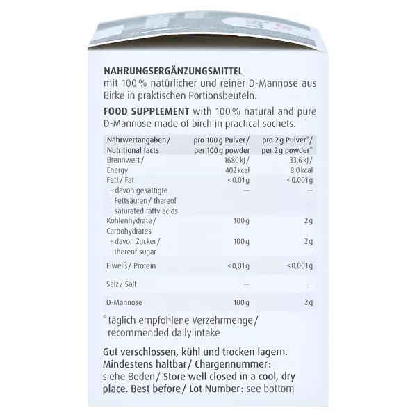 Natural D-mannose 2000 mg Pulver Beutel, 30 x 2 g