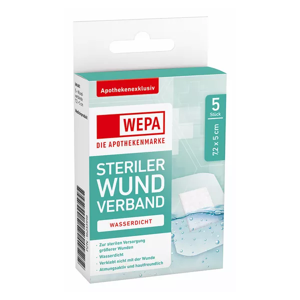 WEPA Wundverband wasserdicht 7,2 x 5 cm steril 5 St