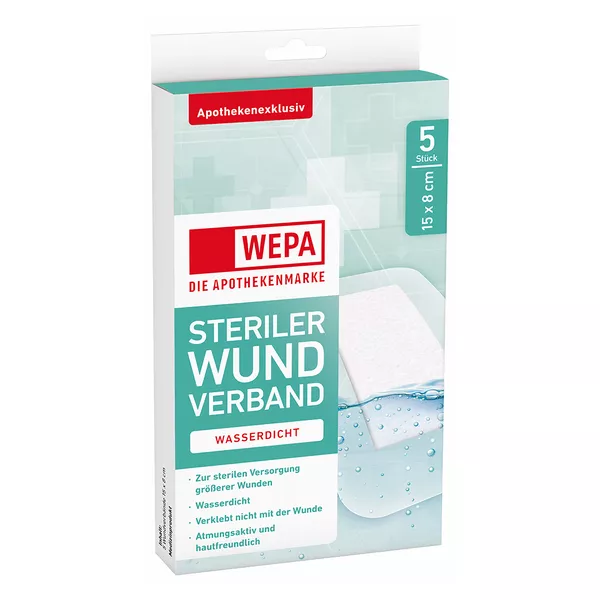 WEPA Wundverband wasserdicht 15 x 8 cm steril 5 St