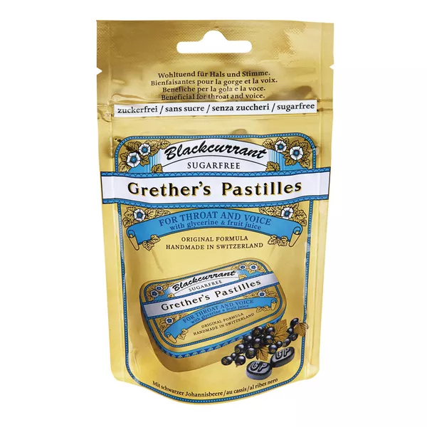 Grether's Pastillen Blackcurrant Refill Beutel zuckerfrei 100 g