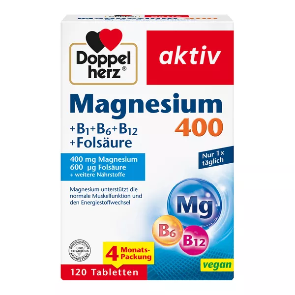 Doppelherz Magnesium 400 + B1 + B6 + B12 + Folsäure 120 St