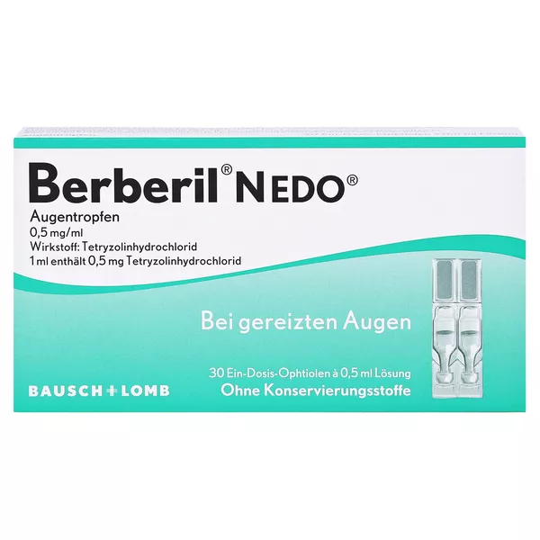 Berberil N EDO Augentropfen bei akut geröteten, gereizten Augen, 30 x 0,5 ml