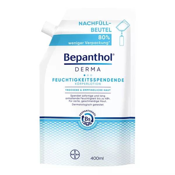 Bepanthol DERMA Feuchtigkeitsspendende Körperlotion, 400ml Nachfüllbeutel 1X400 ml