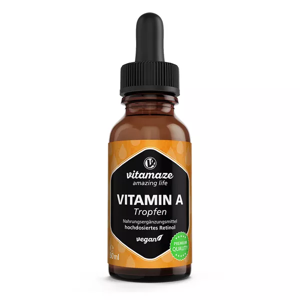 Vitamin A 500 µg hochdosiert vegan Tropfen