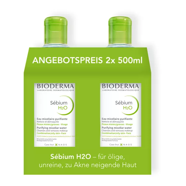 Bioderma Sebium H2O Reinigungslösung Duo, 2 x 500 ml