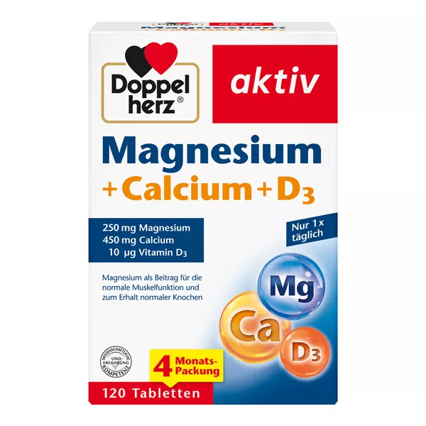Doppelherz Magnesium + Calcium + D3 120 St