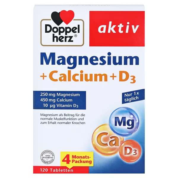 Doppelherz Magnesium + Calcium + D3 120 St