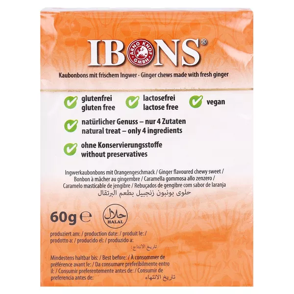 Ibons Ingwer Orange Box Kaubonbons 60 g