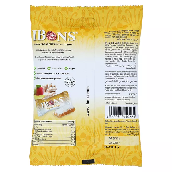 Ibons Ingwer Mango Tüte Kaubonbons 92 g