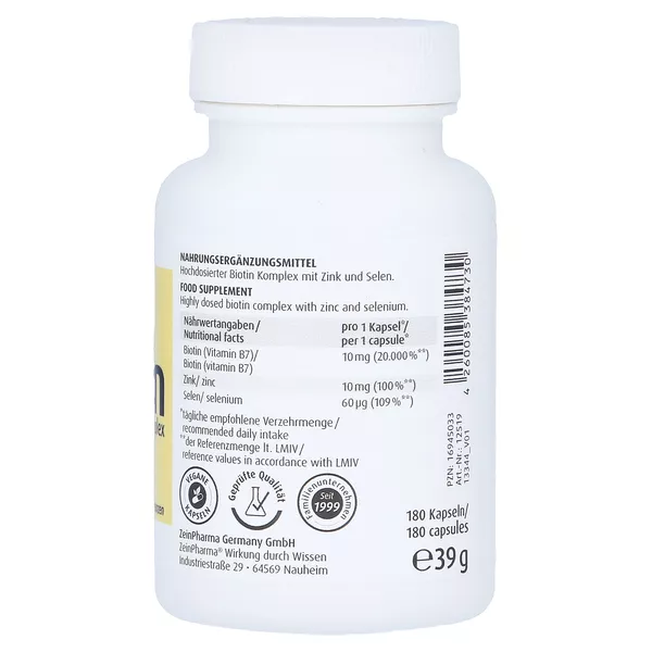 Biotin Komplex 10 mg+Zink+Selen hochdosi 180 St