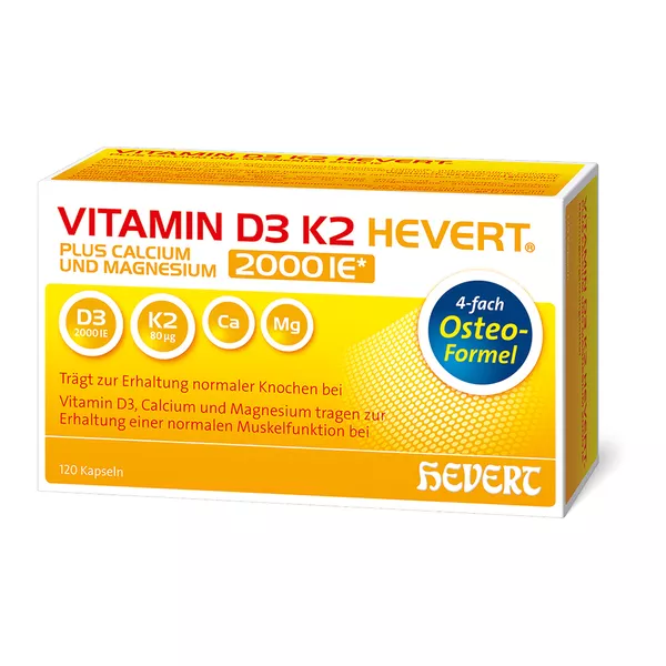 Vitamin D3 K2 Hevert plus Ca Mg 2000 IE/