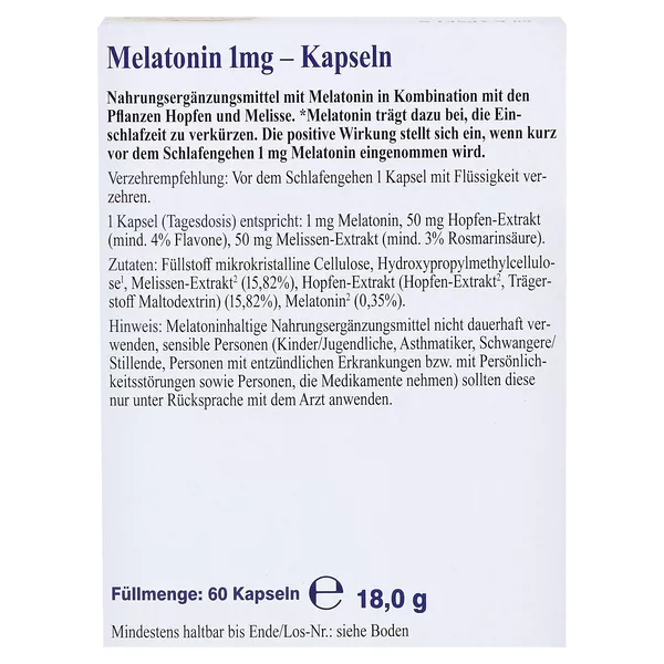 Melatonin 1 Mg 60 St