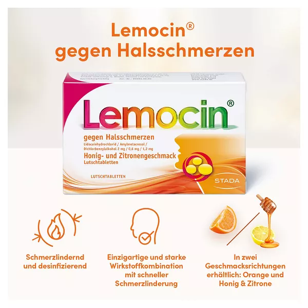 Lemocin gegen Halsschmerzen Honig-Zitronengeschmack 24 St