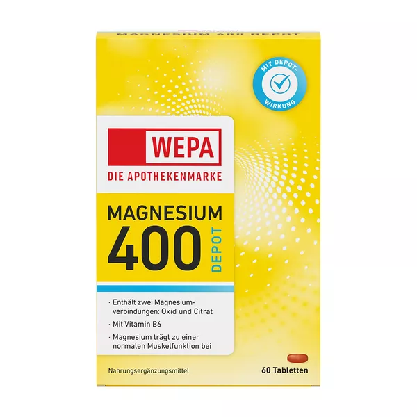 WEPA Magnesium 400 DEPOT+B6 Tabletten 60 St