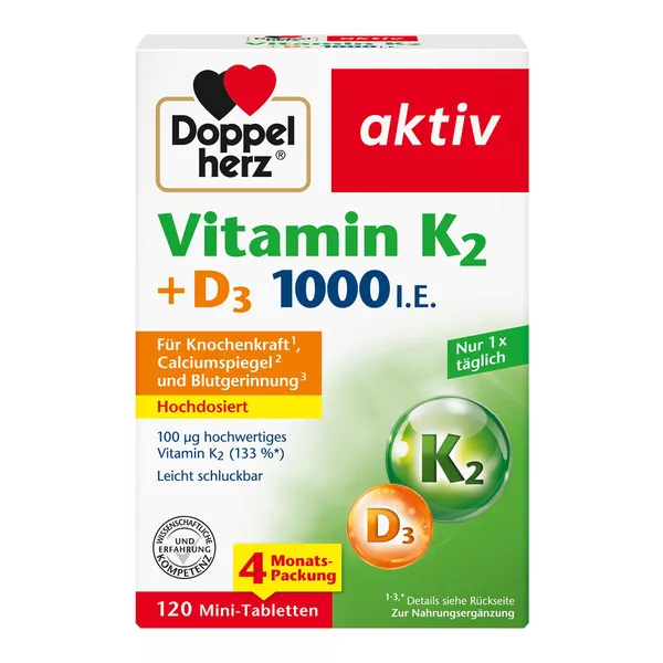 Doppelherz Vitamin K2 + D3 1000 I.E. 120 St