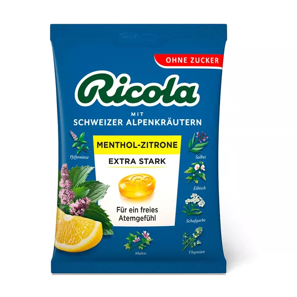 Ricola Menthol-Zitrone extra stark zuckerfrei 75 g
