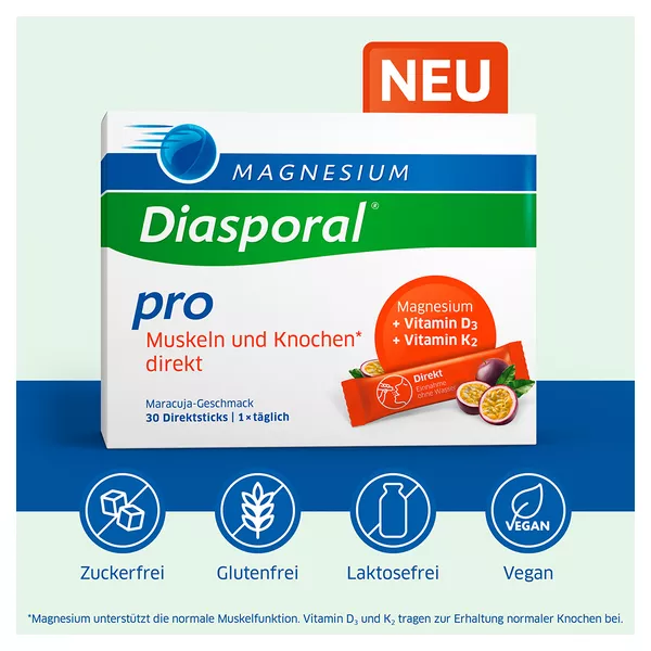 Magnesium Diasporal Pro Muskeln und Knochen direkt, 30 St.