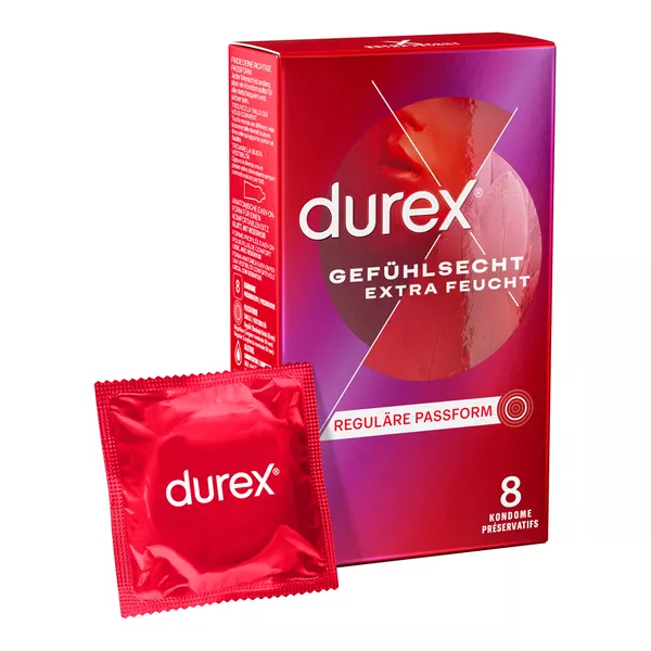 Durex «Gefühlsecht Extra Feucht» hauchzarte Markenkondome 8 St