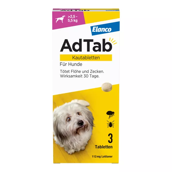 Adtab 112 mg Kautabletten Hunde >2,5-5,5 kg