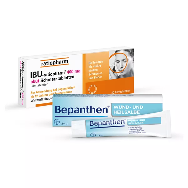 Sparset IBU ratiopharm 400 mg akut Schmerztabletten + Bepanthen Wund- und Heilsalbe